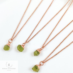 Natural Raw Crystal Necklace, Rough Peridot Necklace, Peridot Copper Jewelry, August Birthstone,Statement Peridot Pendant, Boho Gift For Her