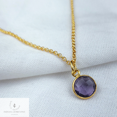 Amethyst Necklace, Dainty Gold Plated Necklace, Purple Crystal Necklace, Minimalist Necklace, Amethyst Stone Choker, Gift For Anniversary