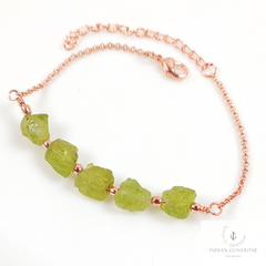 Natural Raw Peridot Bracelet, Raw Gemstone Copper Jewelry, Raw Crystal Jewelry, Custom Birthstone Bracelet, Peridot Jewelry, Dainty Bracelet