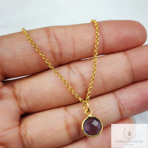 Amethyst Necklace, Dainty Gold Plated Necklace, Purple Crystal Necklace, Minimalist Necklace, Amethyst Stone Choker, Gift For Anniversary