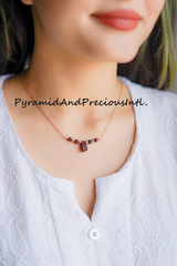 Raw Red Garnet Necklace, Healing Necklace, January Birthstone Jewelry
