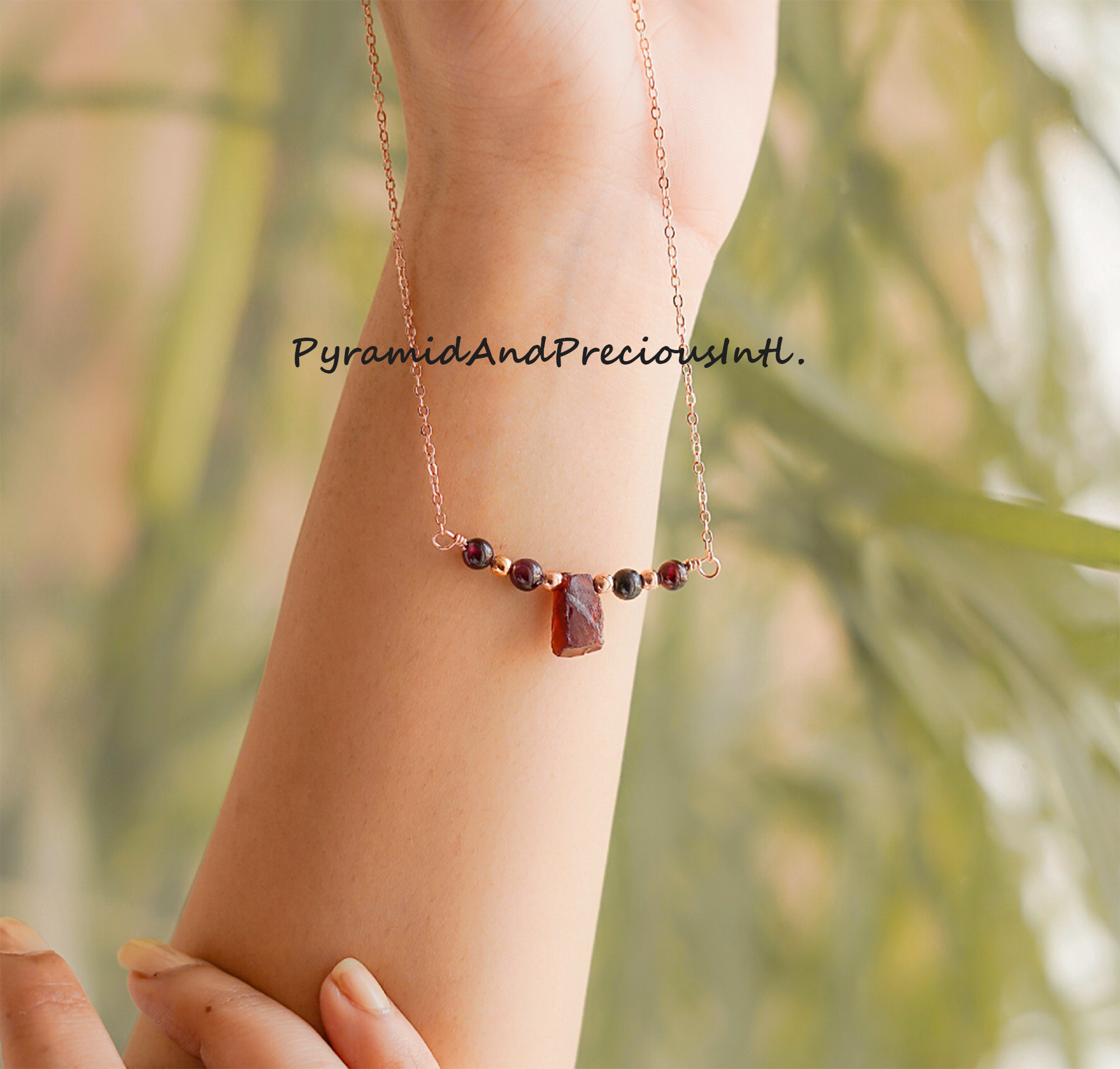 Raw Red Garnet Necklace, Healing Necklace, January Birthstone Jewelry