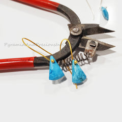 Turquoise Howlite Gold Plated Earrings, Statement Earrings, Dainty Jewelry, Handmade Earrings