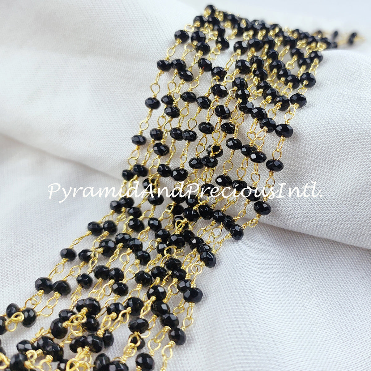 Black Onyx Hydro Rondelle Rosary Chain, Rondelle Gemstone Beads, Black Onyx Bead Chain, Gold Plated Chain – SELLING BY FOOT