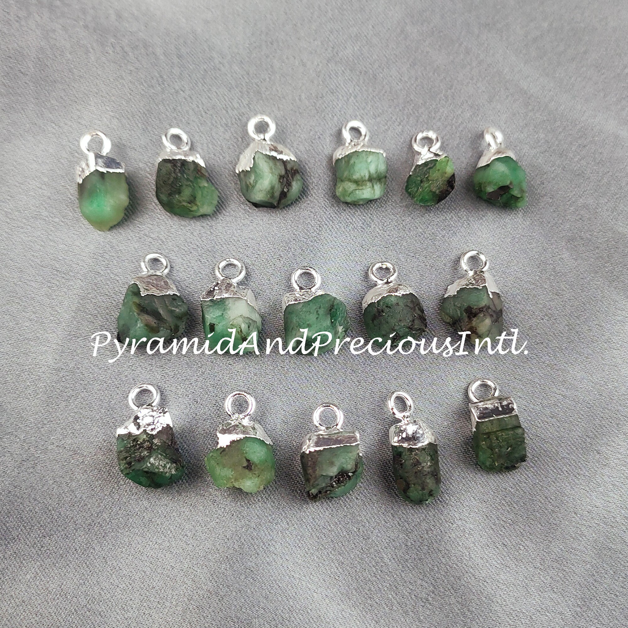 Emerald Pendant Connectors, Rough Connectors, Electroplated Single Bail Connectors, Natural Raw Emerald, Sold By Piece