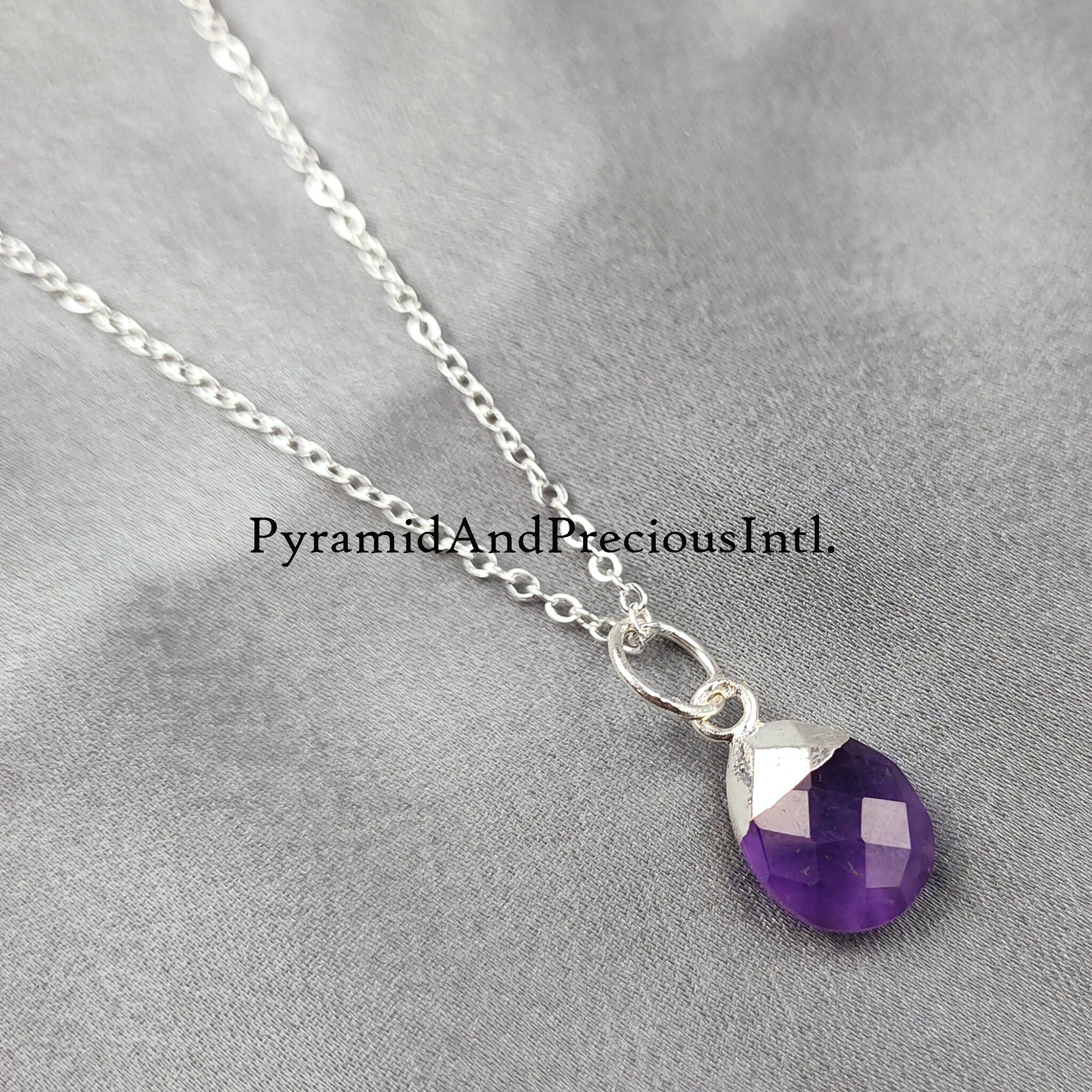 SALE February birthstone necklace, Purple Amethyst necklace, Silver Plated necklace