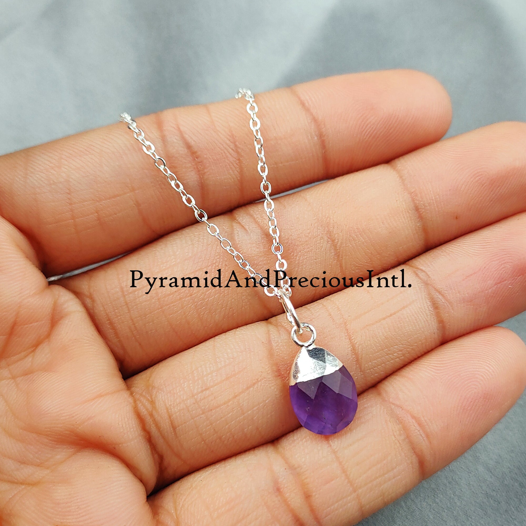 SALE February birthstone necklace, Purple Amethyst necklace, Silver Plated necklace