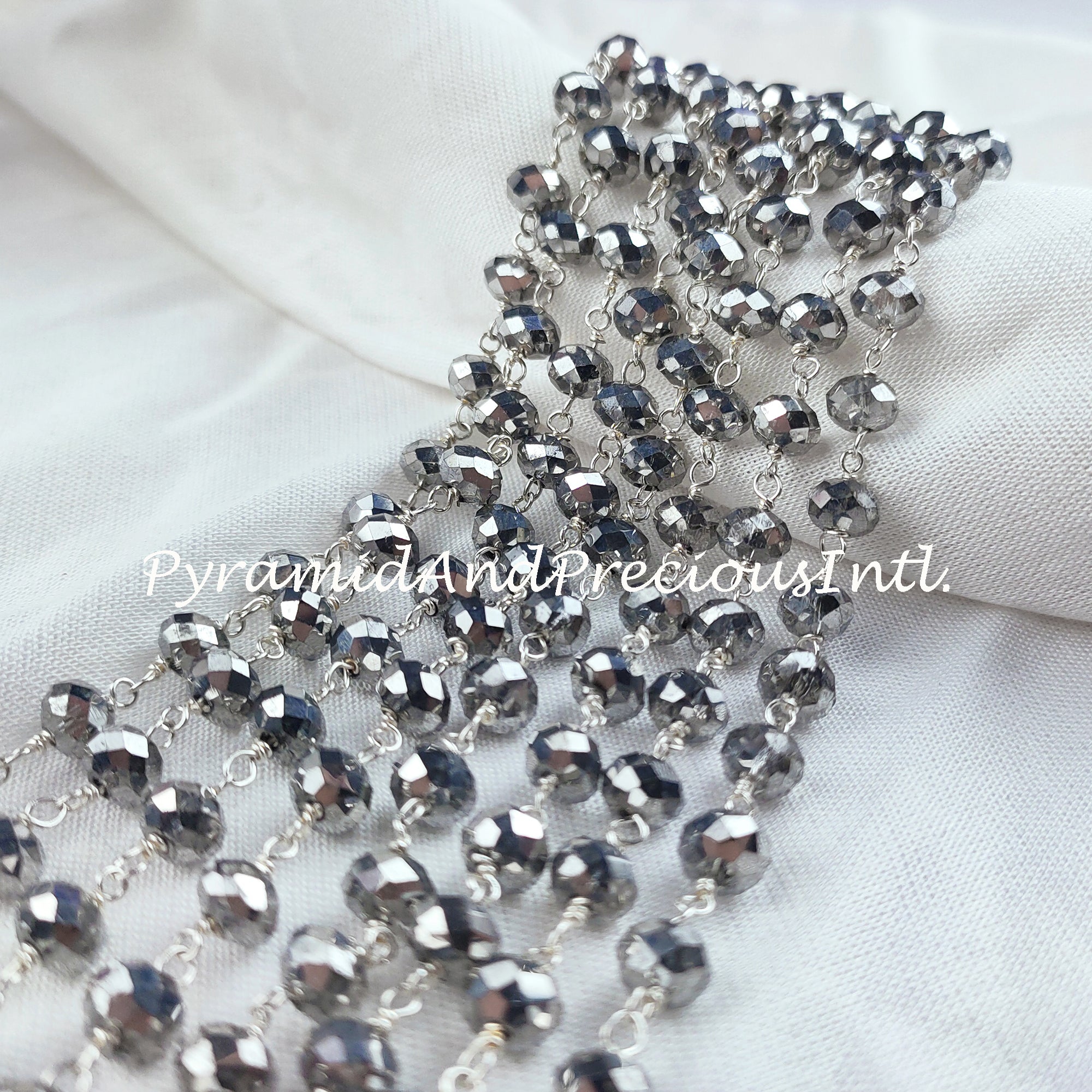 Silver Pyrite Rosary Chain, Beads Chain, Body Chain, Jewelry Making, Women Chain, Necklace Chain – SELLING BY FOOT