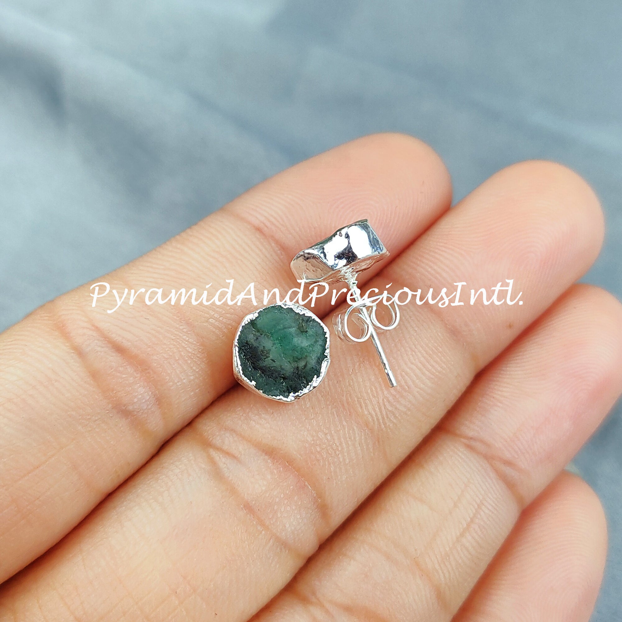 Tiny Emerald Studs, Dainty Jewelry, Silver Electroplated, Birthstone Earrings, Minimalist Jewelry, Bohemian Earrings, Sold By Pair