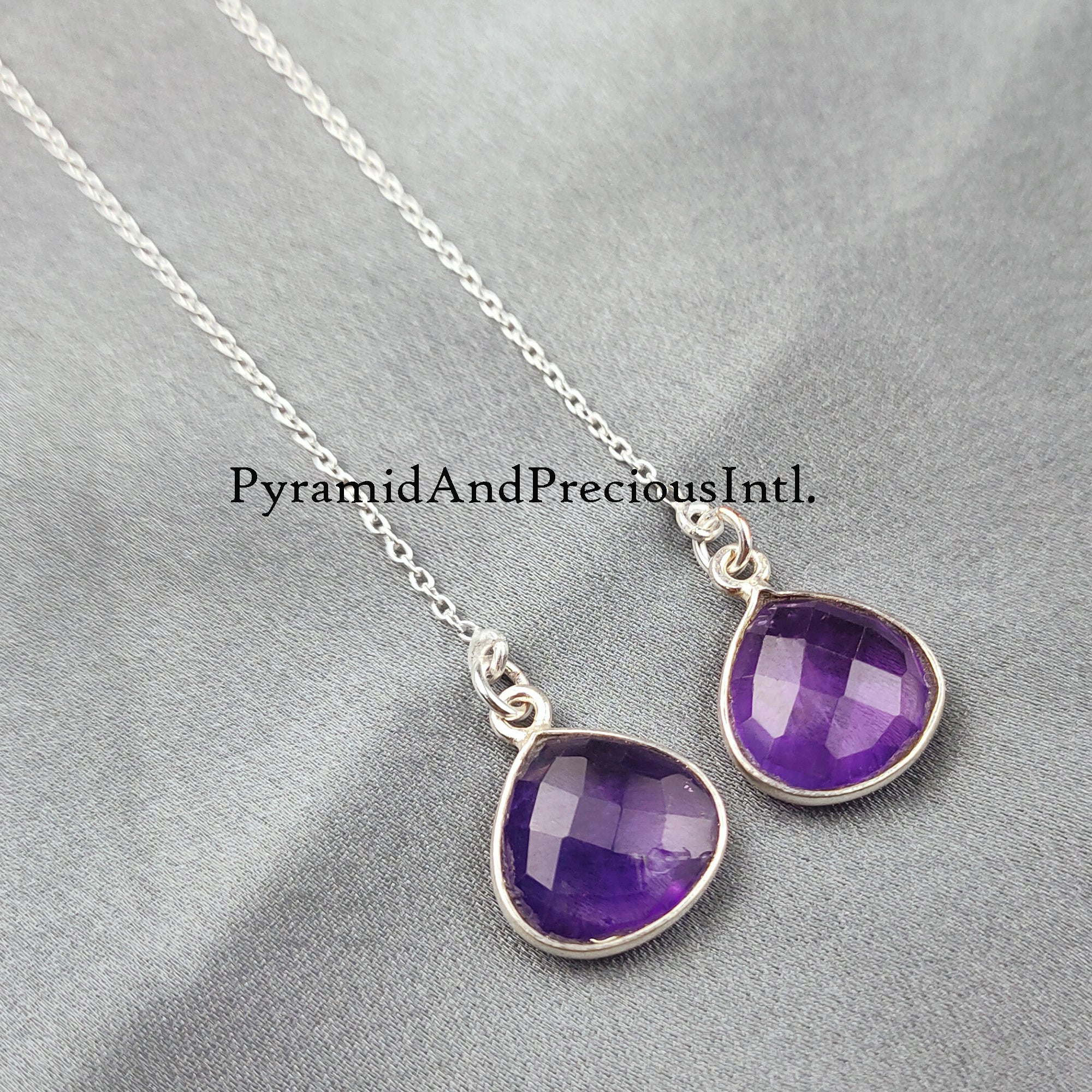 Purple Amethyst Threader Earrings, February Birthstone Earrings, Gemstone Earrings