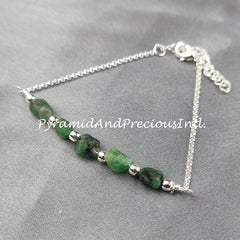 Raw Emerald Bracelet, Birthstone Bracelet, Raw Healing Crystal Bracelet, Bracelet For Women