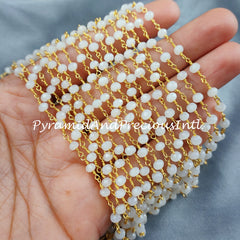 White Agate Rosary Chain, Body Chain, Jewelry Making Chain, Women Chain, Necklace Chain, Gold Plated Rosary Chain – SELLING BY FOOT