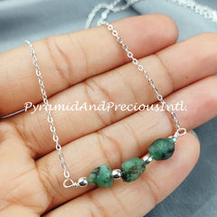 Rough Emerald Necklace, Ethnic Handmade Necklace, May Birthstone, Healing Jewelry, Gift For Her, Sold By Piece