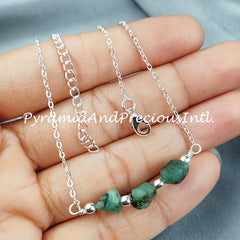 Rough Emerald Necklace, Ethnic Handmade Necklace, May Birthstone, Healing Jewelry, Gift For Her, Sold By Piece