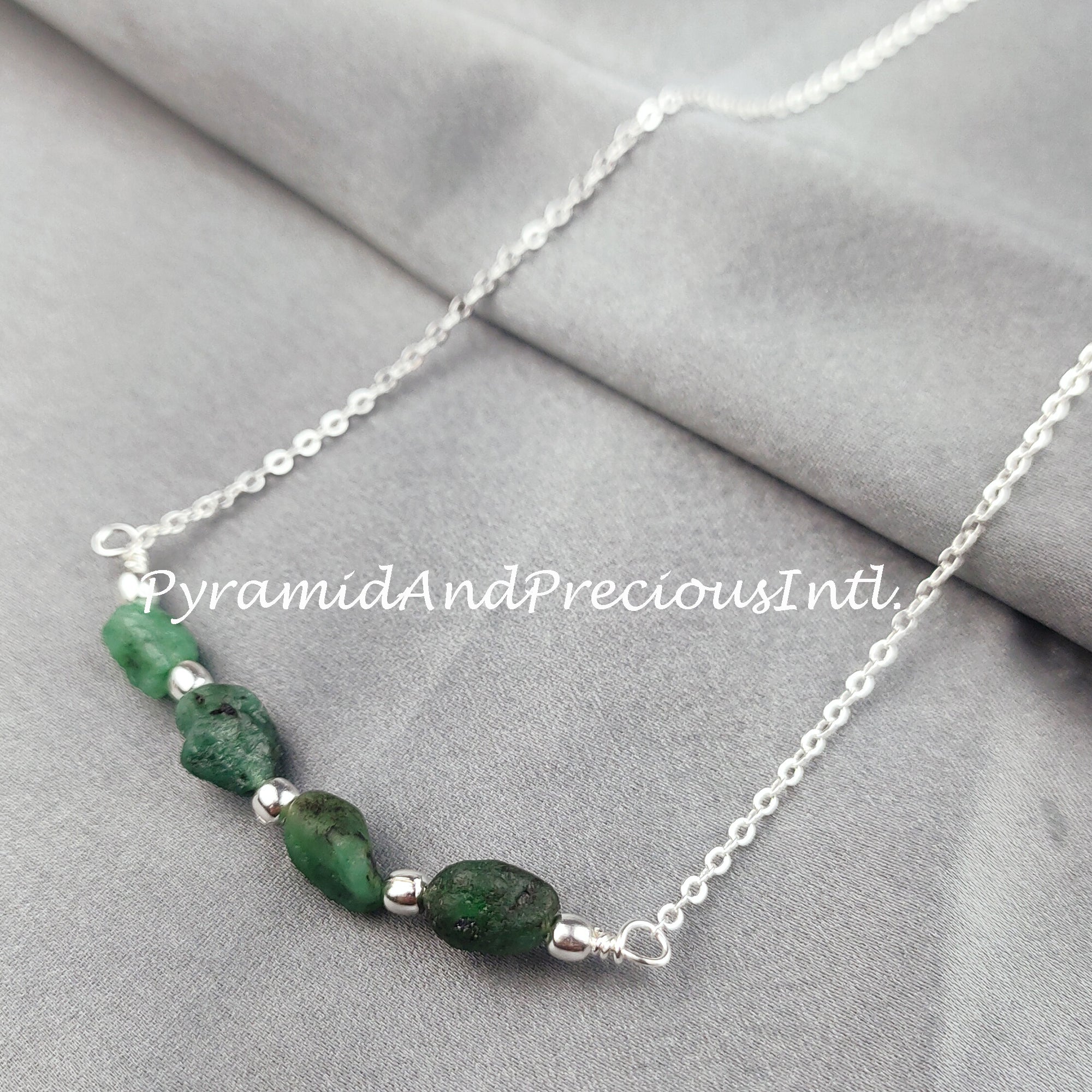 Raw Emerald Necklace, Rough Gemstone Crystal, Healing Stone, May Birthstone, Layering, Girlfriend, Sold By Piece