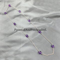 Natural Amethyst Beaded Necklace, Amethyst Faceted Box Beaded Jewelry, Amethyst Beads Necklace, Amethyst Beads Necklace