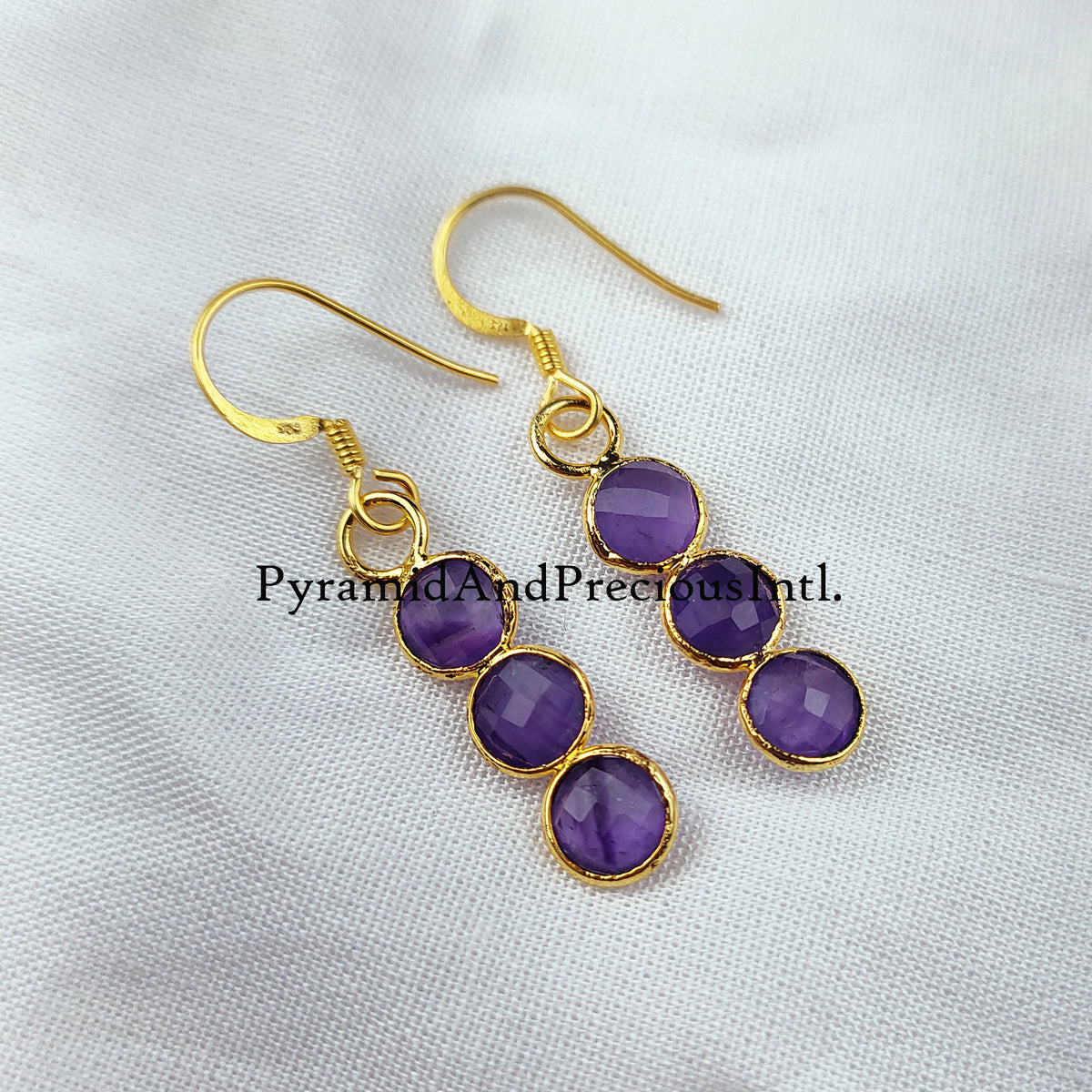 Amethyst earrings, February Birthstone Gift, February Birthstone earrings, Gold Plated Earring