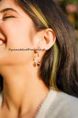Rough Natural Garnet Earrings, Electroplated Earrings, January Birthstone Earrings
