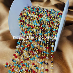 Multi Colored Rosary Chain, Rondelle Beads Chain, Gold Plated Rosary, DIY Jewelry Making Supply – SELLING BY FOOT