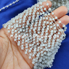 Coated White Agate Bead Chain, Wire Wrapped Beaded Chain, Rosary Bead Chain, Healing Necklace Making – SELLING BY FOOT