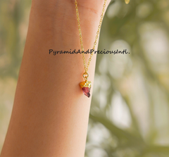 Rough Garnet Necklace, Garnet Jewelry, 14k Gold Plated Necklace, January Birthstone, Sold By Piece