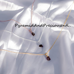 Natural Raw Garnet Copper Plated Pendant Necklace, January Birthstone, Sold By Piece