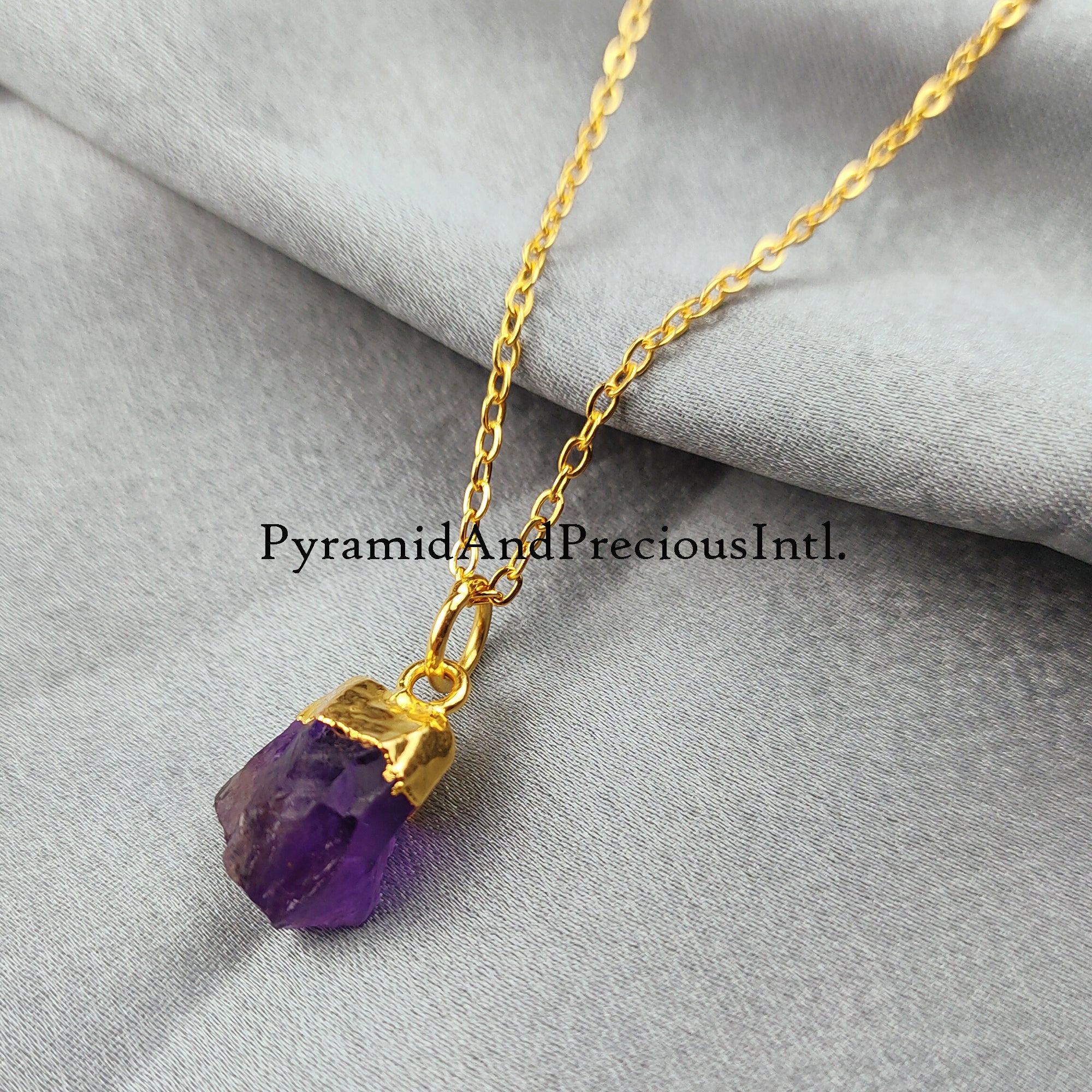 Raw Amethyst necklace, Gold Plated Necklace, Amethyst crystal necklace, rough Amethyst necklace
