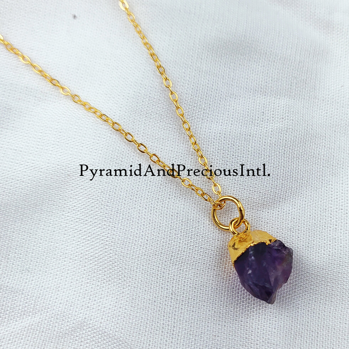 Raw Amethyst necklace, Gold Plated Necklace, Amethyst crystal necklace, rough Amethyst necklace