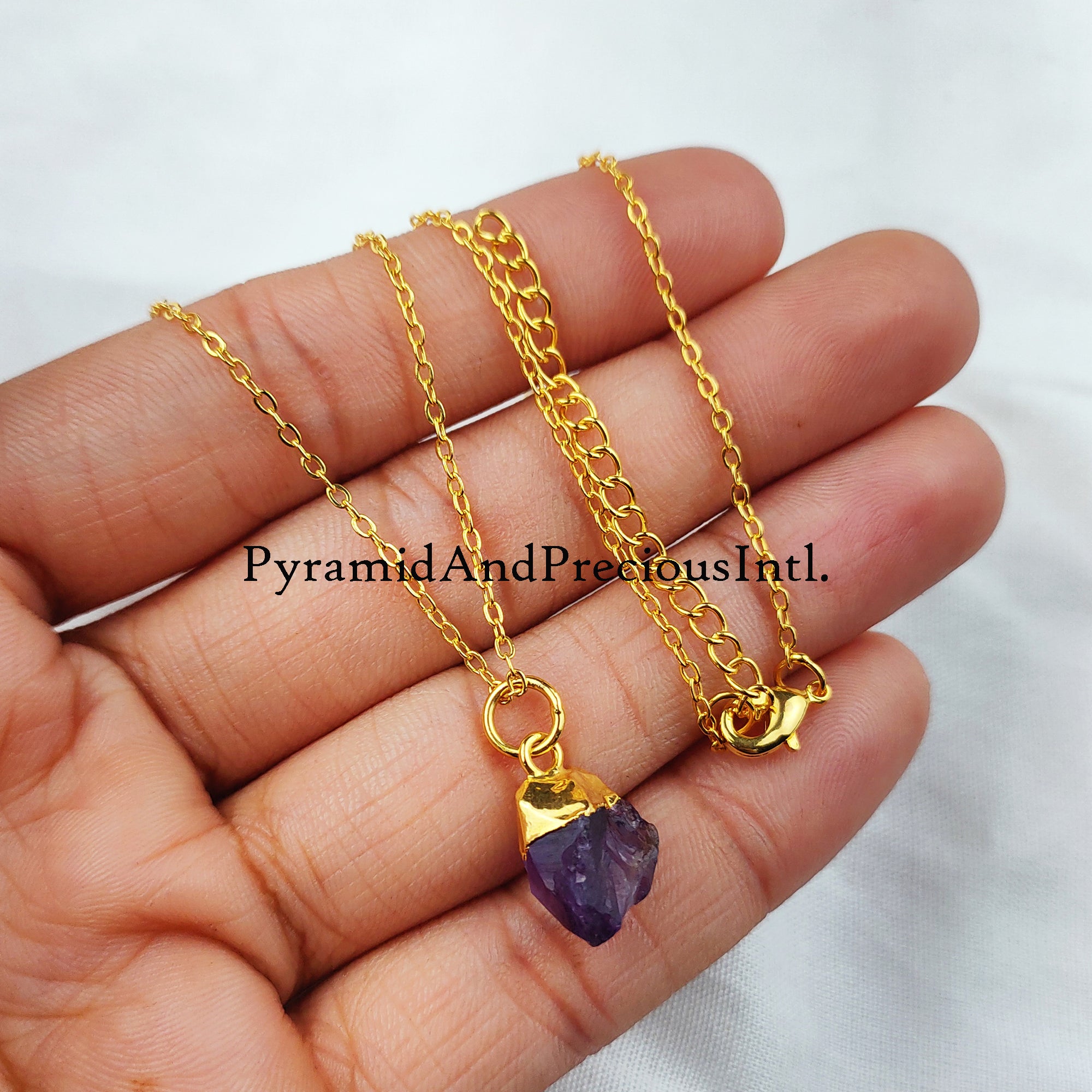 Raw Amethyst necklace, Gold Plated Necklace, Amethyst crystal necklace, rough Amethyst necklace