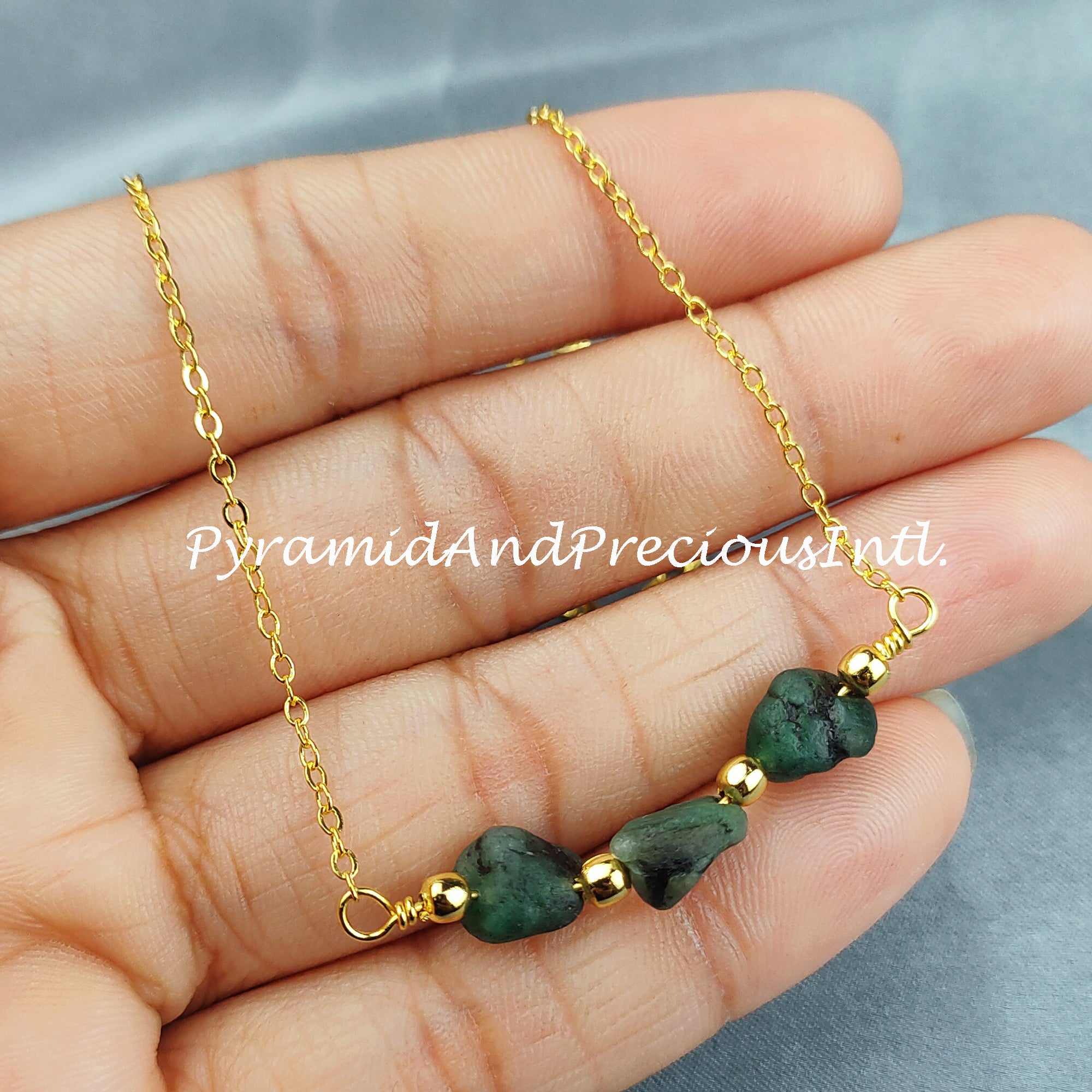 Green Emerald Necklace, Rough Necklace, Birthstone Jewelry, Green Necklace, Gift For Unisex, Ethnic Necklace, Sold By Piece