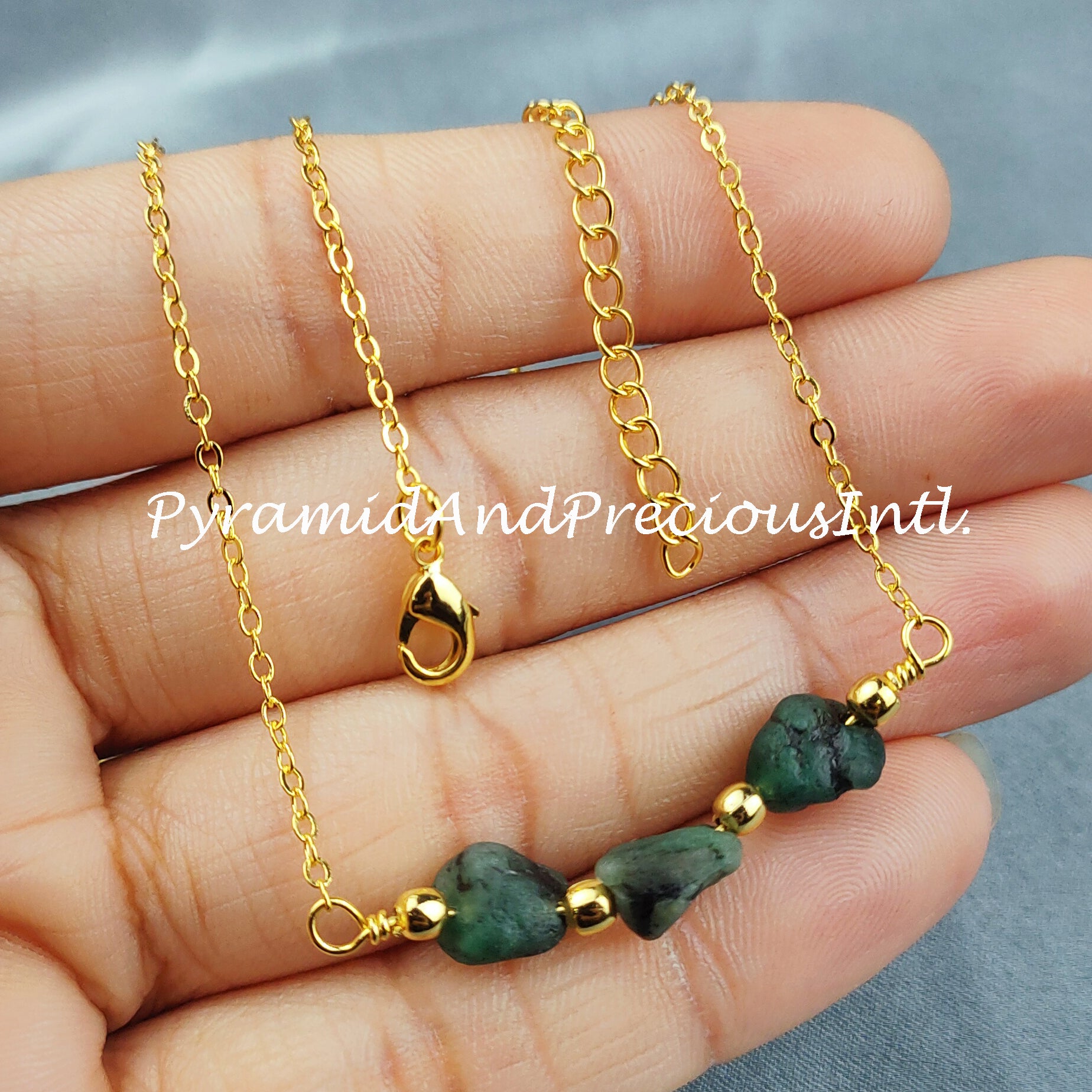 Green Emerald Necklace, Rough Necklace, Birthstone Jewelry, Green Necklace, Gift For Unisex, Ethnic Necklace, Sold By Piece