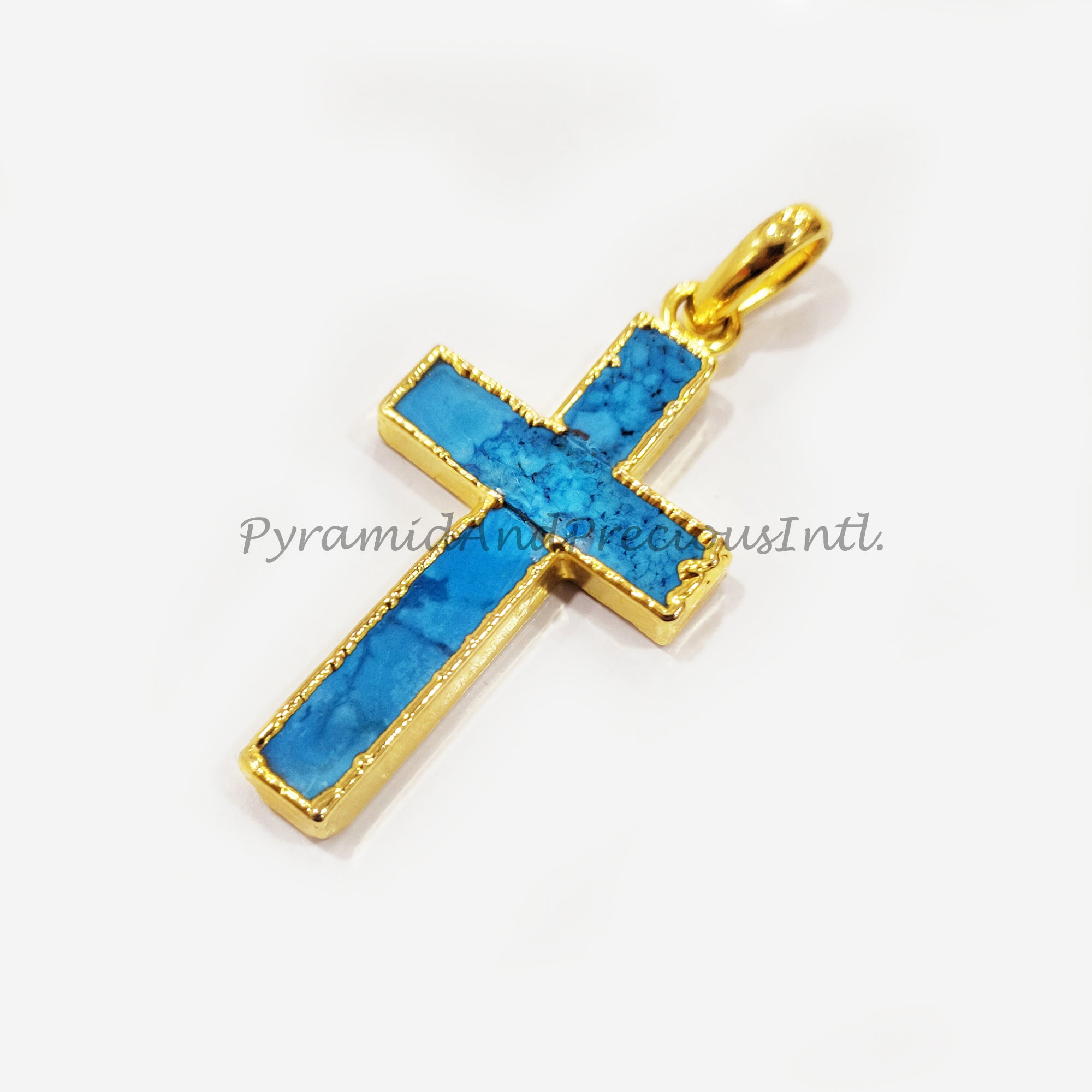Turquoise Howlite Pendant, Christian Cross Pendant Necklace, December Birthstone