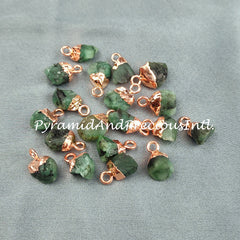 Natural Emerald Pendant Connectors, Emerald Charm Connectors, Electroplated Single Bail Connectors, Sold By Piece