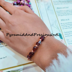 Natural Raw Garnet Copper Plated bracelet, January Birthstone bracelet