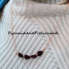 Raw Red Garnet Necklace, Gemstone Necklace, January Birthstone