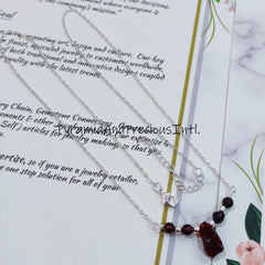 Raw Garnet Silver Plated Beaded Necklace, January Birthstone, Selling By Piece
