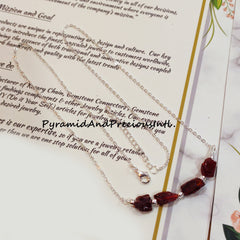 Natural Raw Garnet Silver Plated Necklace, January Birthstone