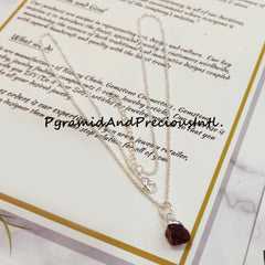 Natural Raw Garnet Silver Plated Pendant Necklace, January Birthstone, Sold By Piece