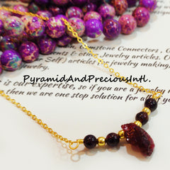Raw Red Garnet Necklace, Gypsy Necklace, January Birthstone