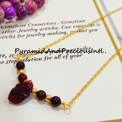 Raw Red Garnet Necklace, Gypsy Necklace, January Birthstone