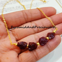Red Garnet Necklace, Handmade Necklace, January Birthstone