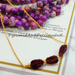 Rough Red Garnet Necklace, Gemstone Necklace, January Birthstone