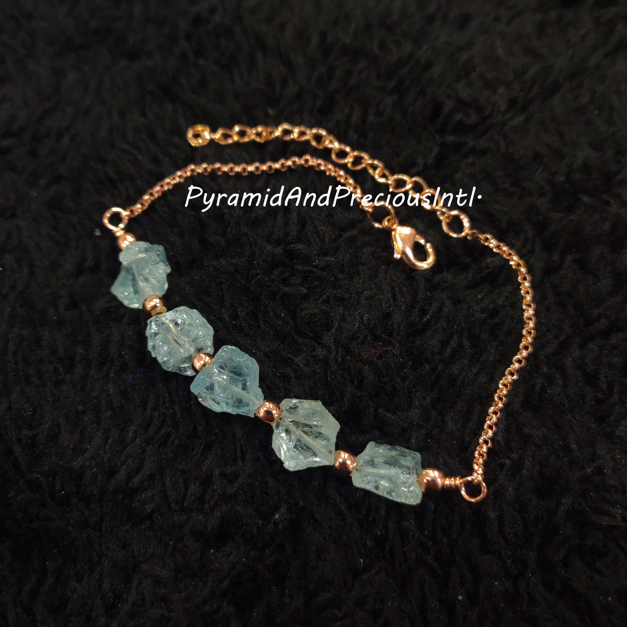 Natural Raw Aquamarine Copper Electroplated Bracelet, March Birthstone