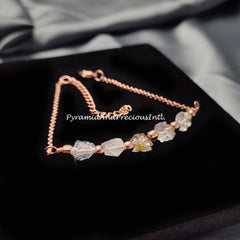 Natural Herkimer Bracelet, Crystal Bracelet, Copper Electroplated Bracelet, April Birthstone