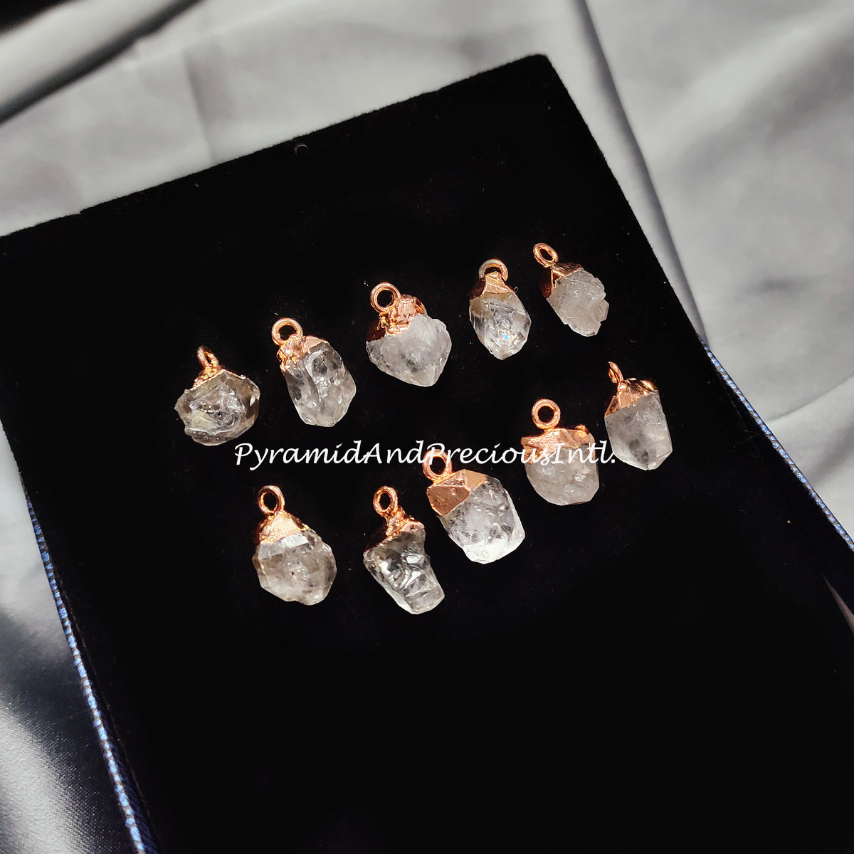 Raw Herkimer Quartz Electroplated Pendant Connectors, Gemstone Connectors, Copper Connectors Electroplated Single Bail Connectors, April Birthstone, Sold By Piece