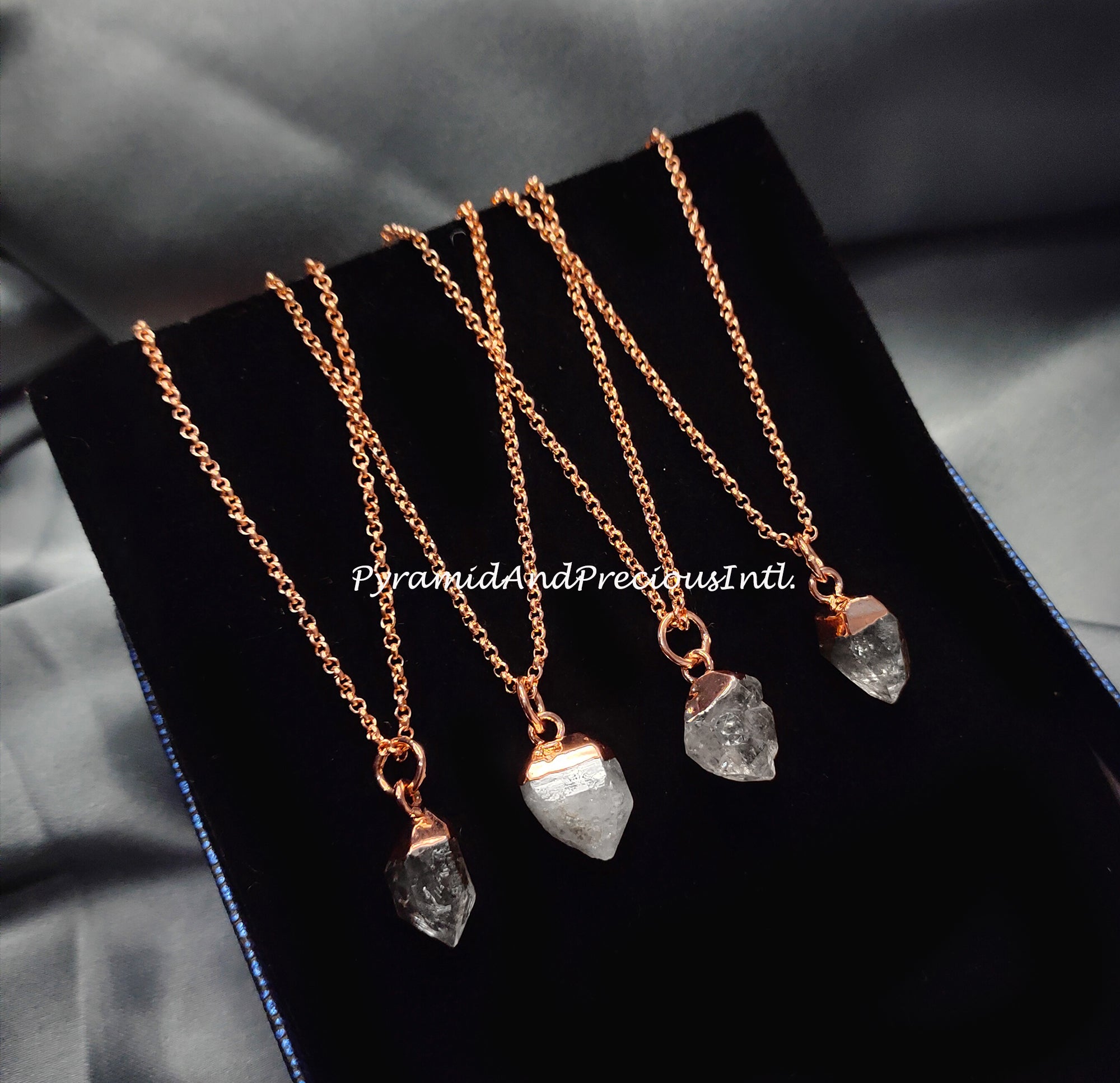 Raw Herkimer Diamond Quartz Necklace, Copper Electroplated, April Birthstone, Sold By One Necklace
