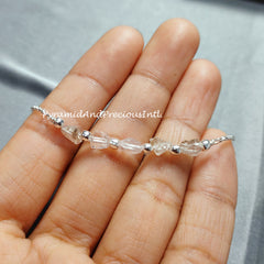 Raw Herkimer Bracelet, Raw Healing Gemstone Bracelet, Silver Electroplated Bracelet, April Birthstone