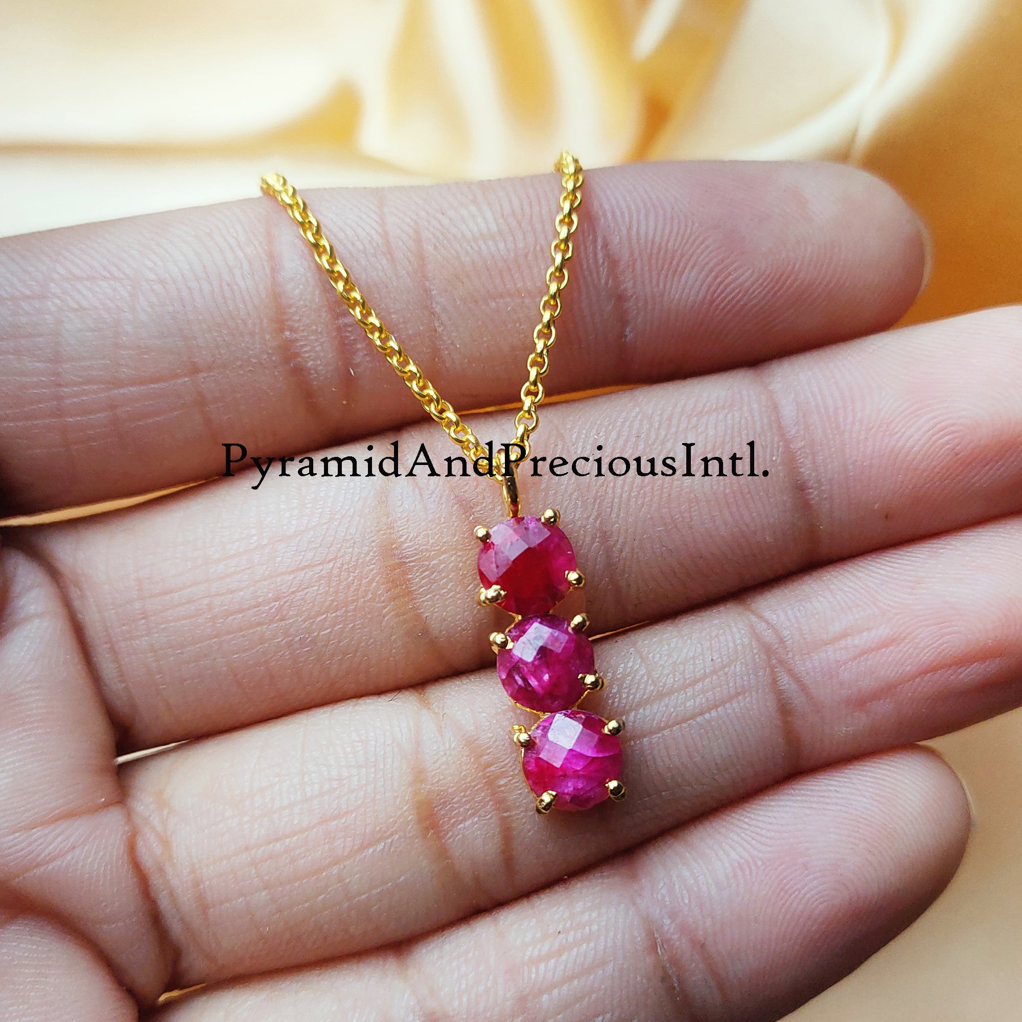 Ruby Necklace For Women, Handmade Pendant, Long Ruby Pendant, July Birthstone
