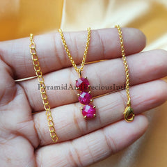 Ruby Necklace For Women, Handmade Pendant, Long Ruby Pendant, July Birthstone