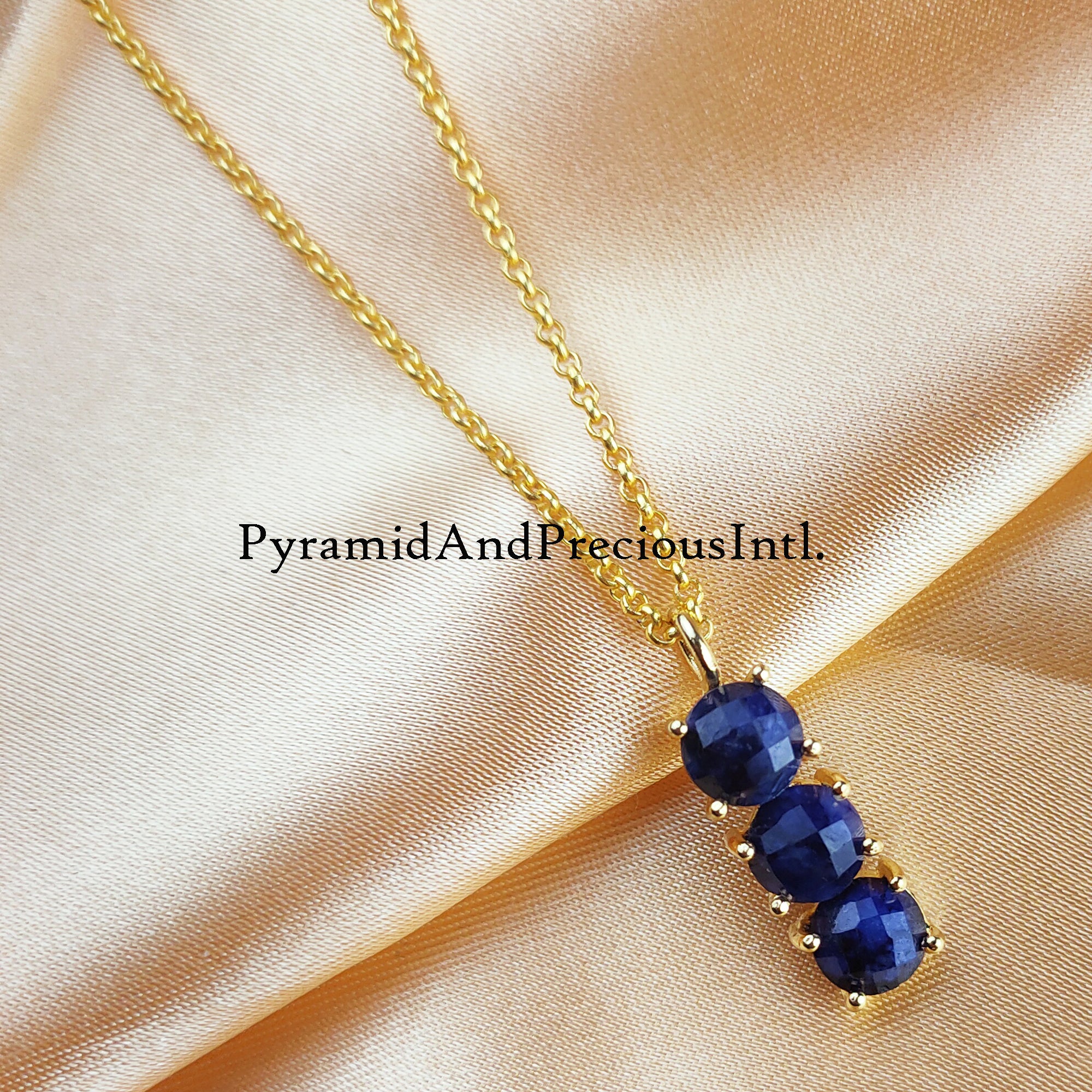 Sapphire Necklace, Tiny Sapphire Necklace, Dainty Sapphire Pendant, Birthday Gift